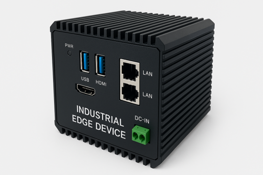 Industrial edge gateway installed inside a factory cabinet