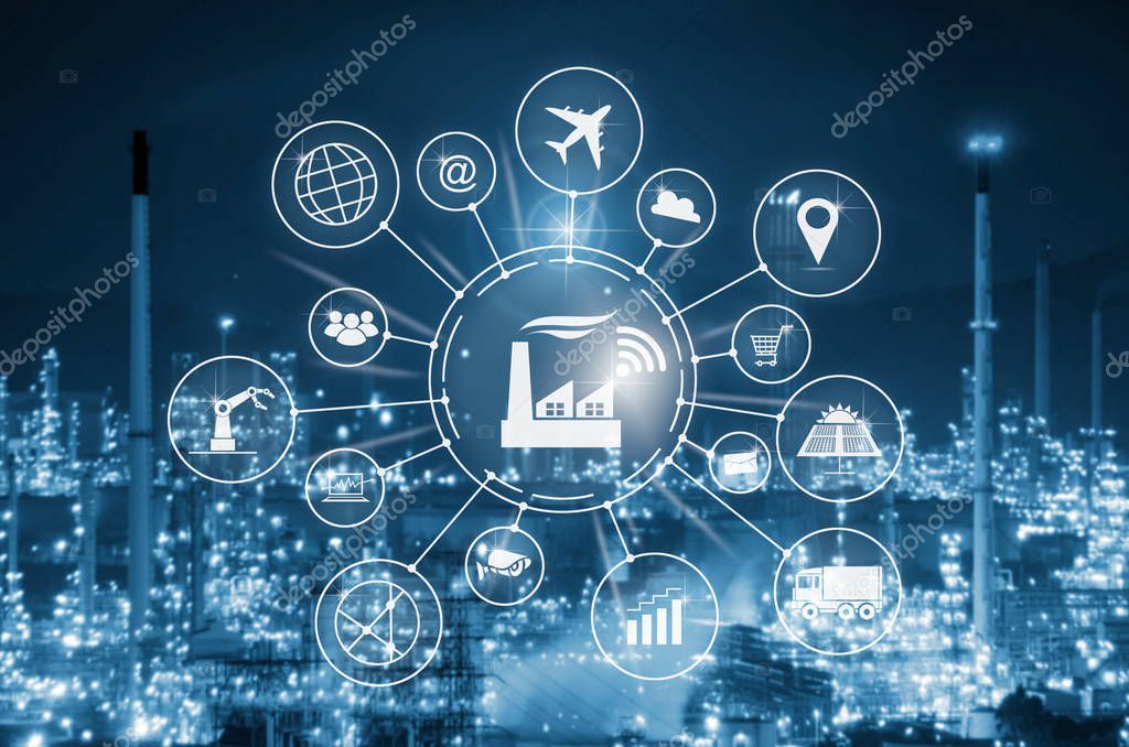 High-level industrial IIoT architecture diagram on a screen
