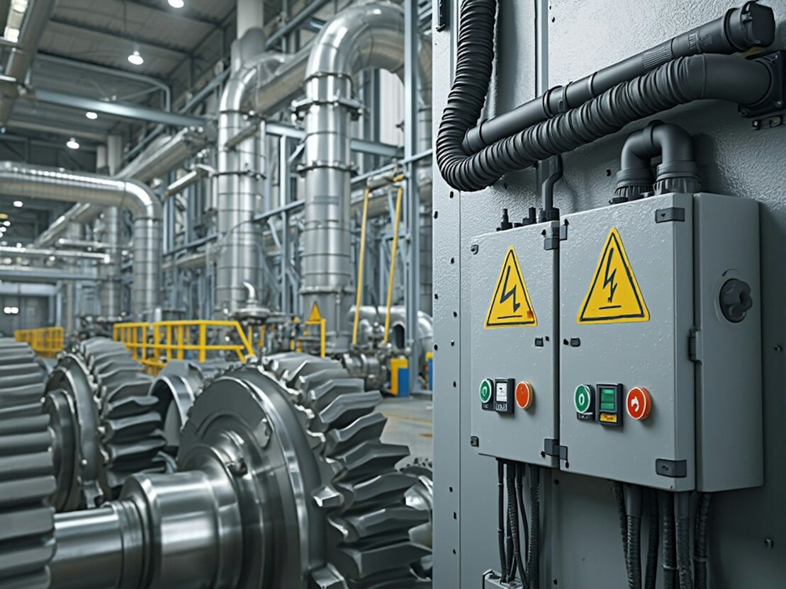 Technician retrofitting sensors on an industrial machine