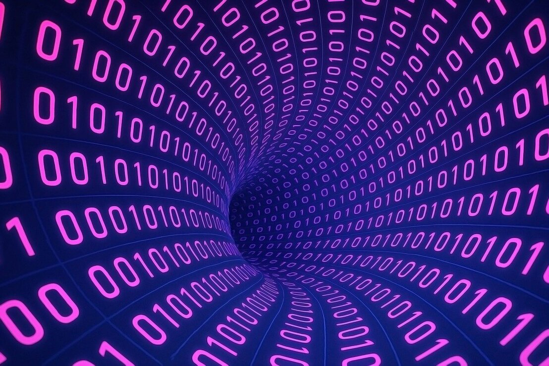 Conceptual industrial data architecture diagram on a screen